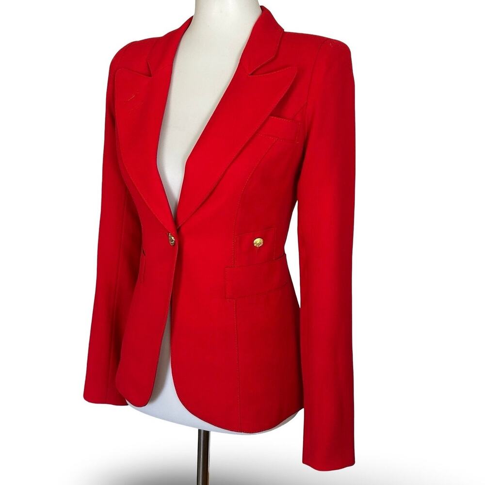 Smythe Classic Duchess Blazer Red Wool Gold Button Custom Cutout 2